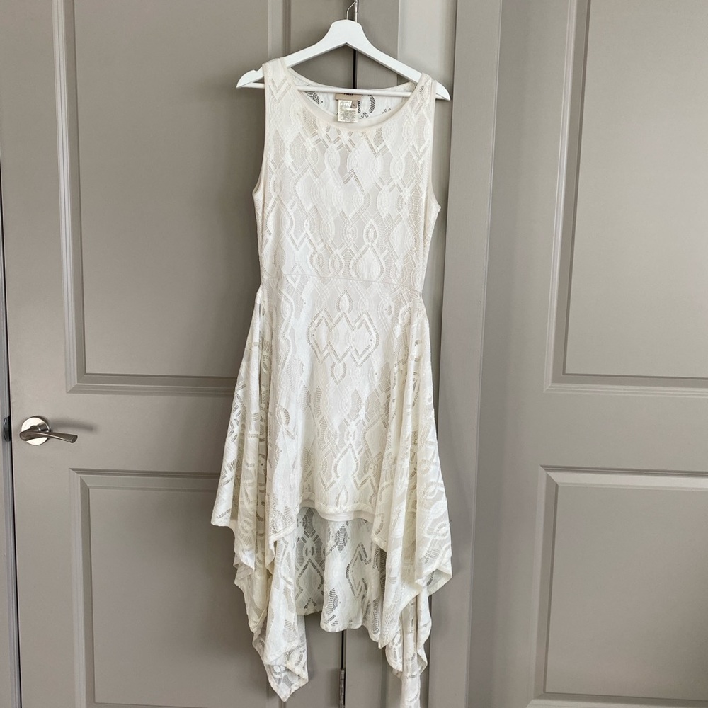 Fuzzi Cream Lace eyelet dress bohemian romantic size L
